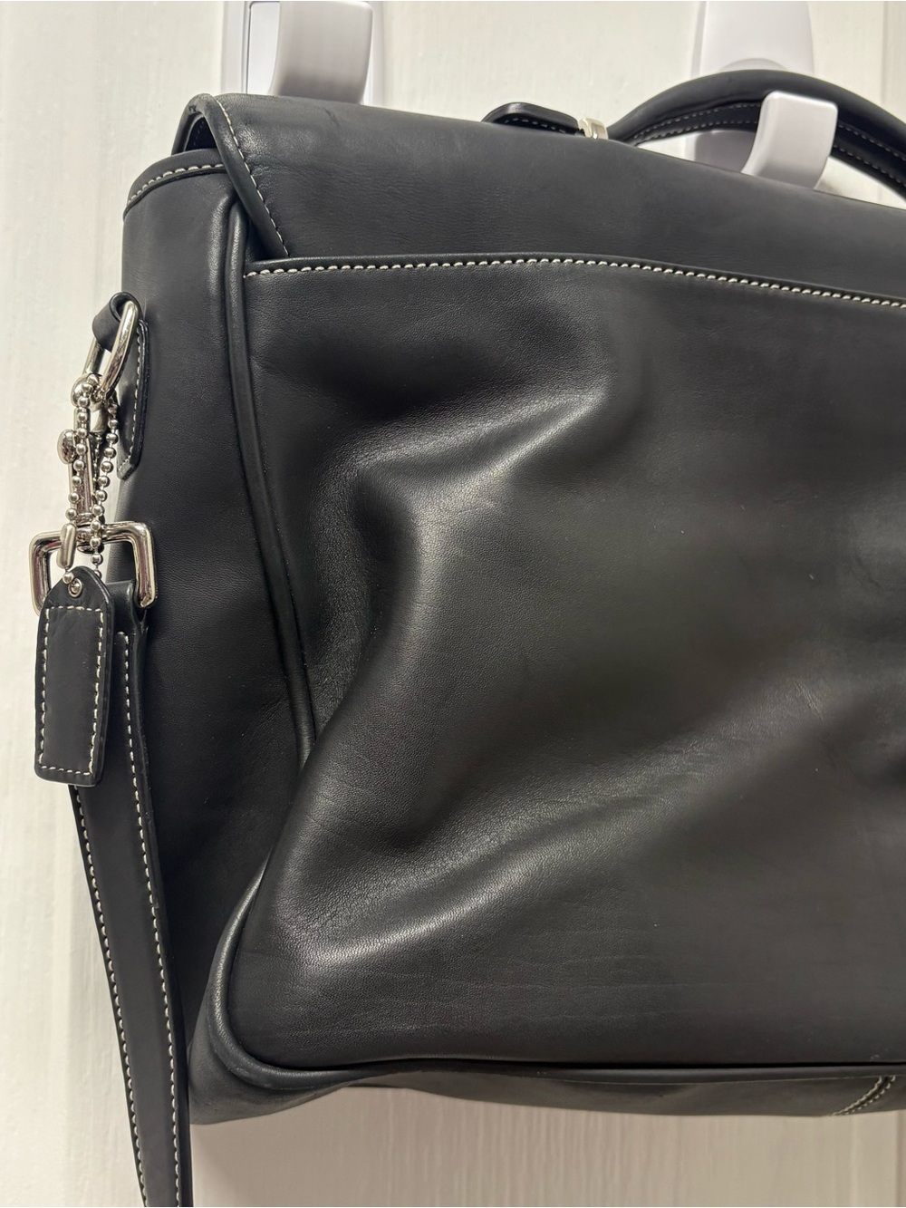 Vintage Black COACH #6457 Lexington Leather Turn Lock Briefcase Messenger Bag - Picture 6 of 16